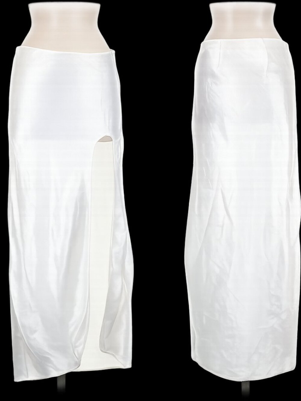 Silence + Noise Norah Satin Slip Maxi Skirt – White – Size [ M ]